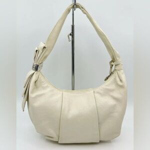 Brighton Vintage Cream Leather Hobo Bag
